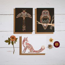 Load image into Gallery viewer, Moonlight Forest- Set of three Recycled Greetings cards