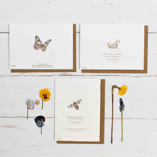 Load image into Gallery viewer, Petals & Wings - Set of three Recycled Greetings cards