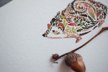 Load image into Gallery viewer, Mini Hedgehog and Acorn Print - 5" x 7"