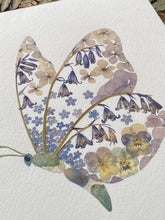 Load image into Gallery viewer, Original Pressed Plant Artwork - 'Forget-me-not & Bluebell Butterfly'