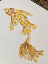 Load image into Gallery viewer, Original Pressed Plant Artwork - 'Yellow Koi'