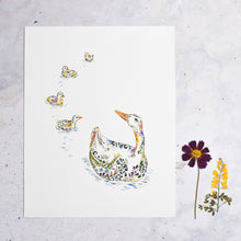 Load image into Gallery viewer, Duck & Ducklings Giclée Print - 11"x14"