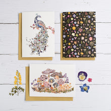 Load image into Gallery viewer, Delicate Florals - Set of three Recycled Greetings cards