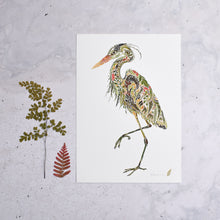 Load image into Gallery viewer, Fern Heron Giclée Print - A4