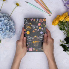 Load image into Gallery viewer, Three Bumblebees Stitched Small Notebook