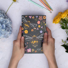 Load image into Gallery viewer, Three Bumblebees Stitched Small Notebook