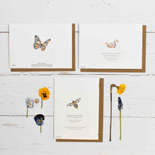 Load image into Gallery viewer, Petals &amp; Wings - Set of three Recycled Greetings cards
