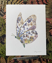 Load image into Gallery viewer, Original Pressed Plant Artwork -  'Forget-me-not &amp; Bluebell Butterfly'
