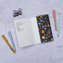 Load image into Gallery viewer, Three Bumblebees Stitched Small Notebook
