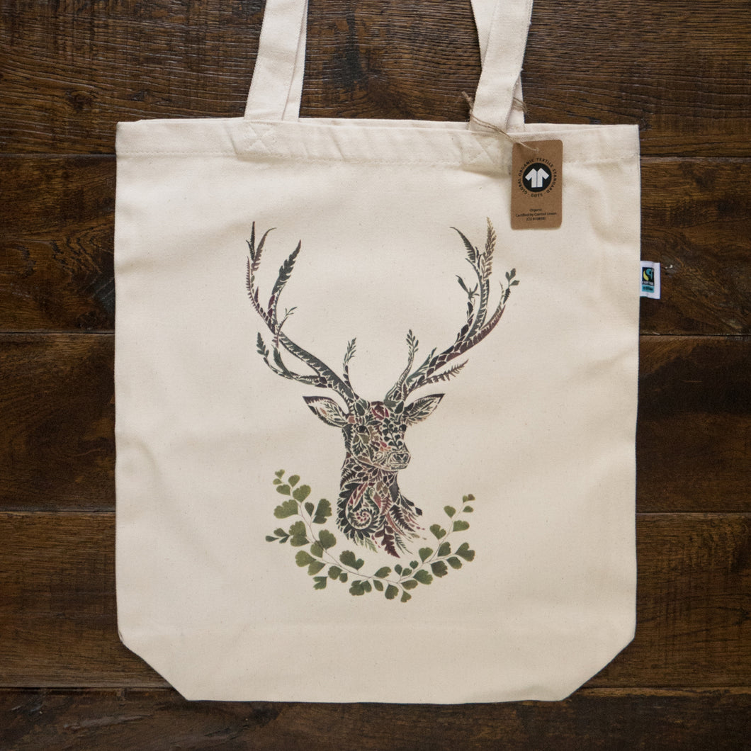 Organic Canvas Tote Bag - Stag Design